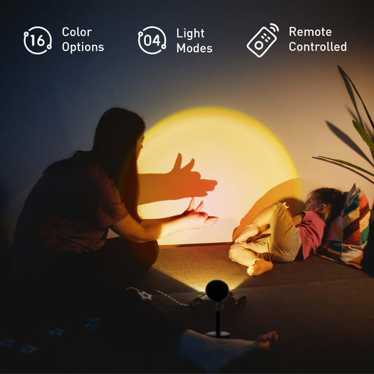 Pursonic Sunset Projector Table Lamp with Essential Oil Aroma Diffuser & 6-Pack of 100% Pure Aromatherapy Oils