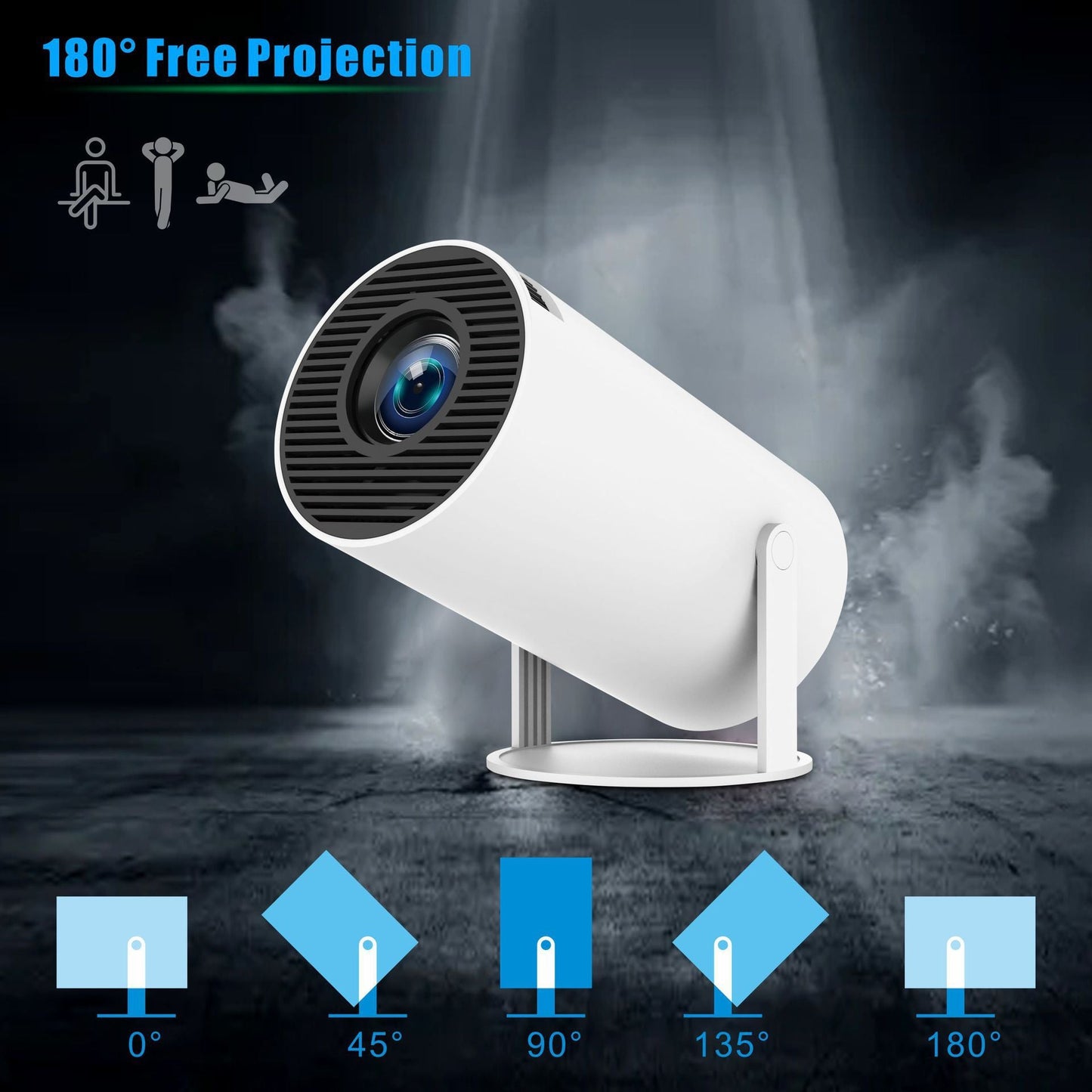 NNEDSZ Portable 180 Degrees Adjustable Mini Projector - Full HD Home Theater